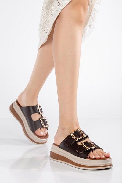 Roza 322 Stylish Slippers with Double Buckle
