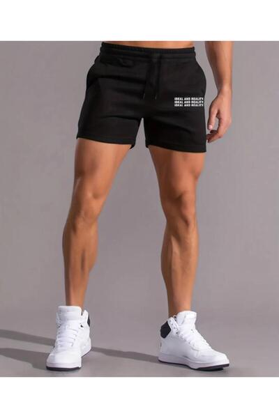 caddekombin شورت برمودا مطبوع مثالي للرجال مع تفاصيل حبل وجيب أسود بقصة ضيقة