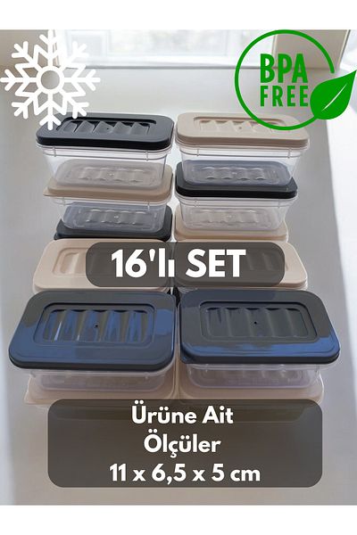 PONÇİK STORE Set of 16 240 ml Refrigerator Organizer, Freezer and Microwave Storage Container