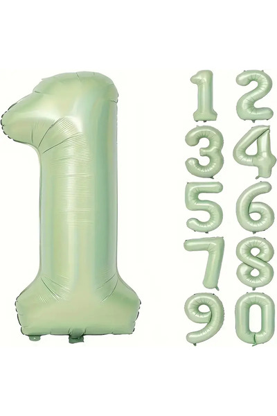 party mix Retro Yeşil Rakam Balon | Numaralı Folyo Balon | 1 Yaş Rakam Balon ...