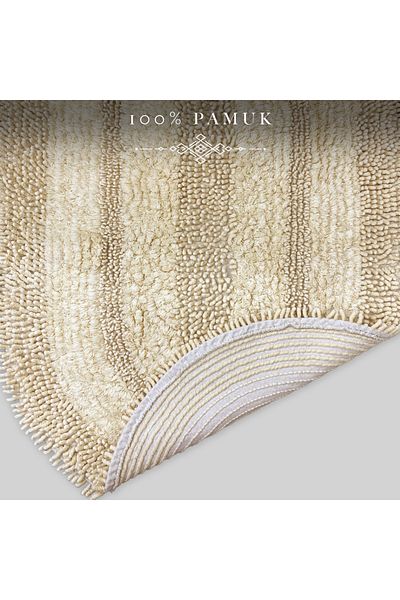 Dokumacıoğlu Σετ πατάκι μπάνιου Macoroni Oval Mink 2 τεμαχίων - Σετ τουαλέτας από 100% βαμβάκι