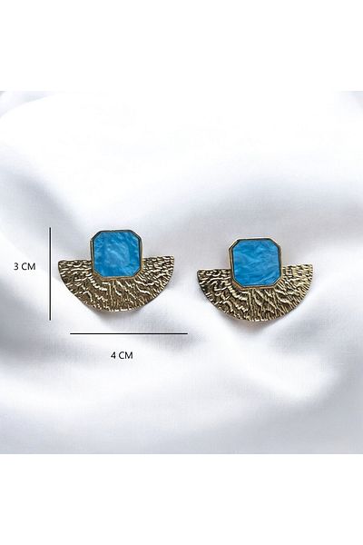 Nilsu Jewellery Accessory Metal Scrunch Plate Enamel Fan Earrings