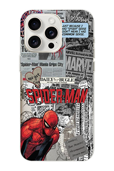 moonset Iphone 14 Pro Uyumlu Örümcek Kolaj Tasarımlı Baskılı Şeffaf Telefon K...