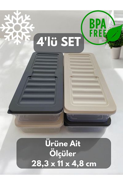 PONÇİK STORE Set of 4 1170 ml Refrigerator Organizer, Freezer and Microwave Storage Container