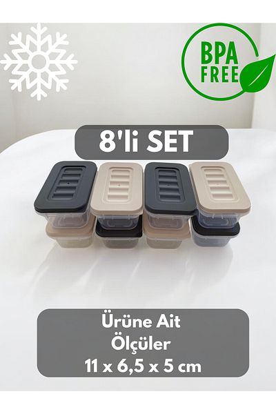 PONÇİK STORE Set of 8 240 ml Refrigerator Organizer, Freezer and Microwave Storage Container