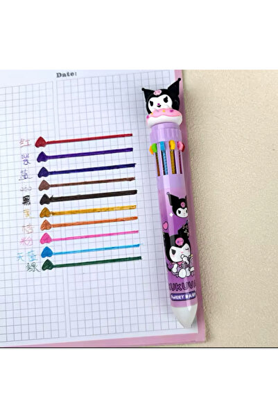synshop Kuromi Sanrio 10 renkli Tükenmez Jel Kalem 1 Kalemde Okul Kırtasiye O...