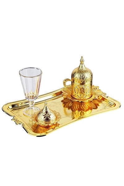 BİTERSE Hediyelik Tek Kişilik Damat Kahve Seti Ahsen Kahve Sunum Seti Gold