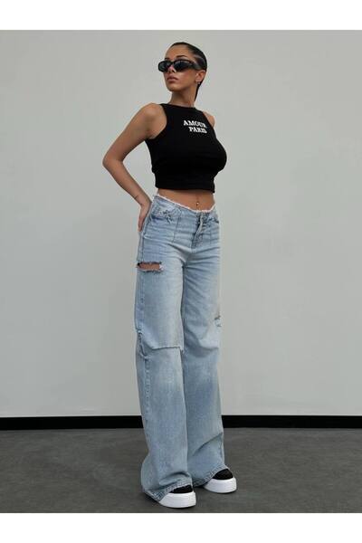 DENİKK TREND SPECIAL DESIGN ΥΨΗΛΟ ΛΕΠΤΟΜΕΡΕΙΑ ΦΑΡΜΑ ΠΟΔΙ ΤΖΙΝ ΠΑΝΤΕΛΟΝΙ PALAZZO