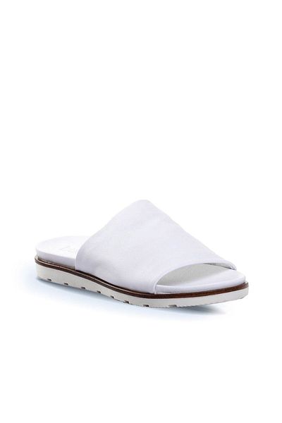 BUENO Papuci de damă din piele albă - Design simplu 01wl0503