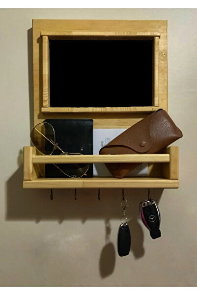 ViraHome Doğal Ahşap Yazı Tahtalı Anahtarlık Anahtar Askısı Not Panosu El Yap...