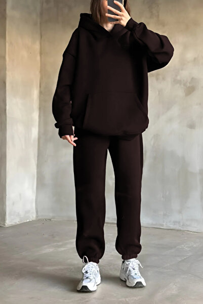 ruNadeS Γυναικείο Σετ Φούτερ με κουκούλα με κουκούλα Fleece Relaxed Cut - Casual