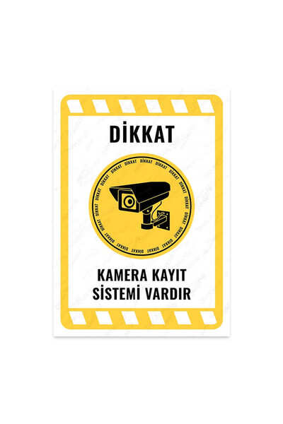 KanvasSepeti Dikkat Kamera Kayıt Sistemi Vardır Uyarı Folyo Etiket Baskı (30,...