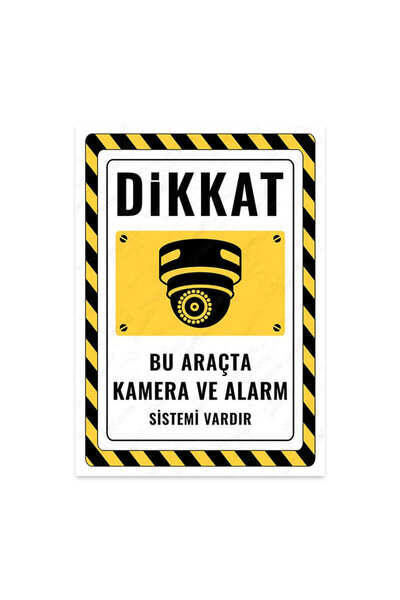KanvasSepeti Bu Araçta Kamera Ve Alarm Sistemi Vardır Uyarı Folyo Etiket Bask...