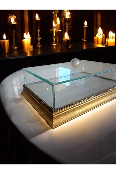 AYZ HOME Promise Engagement Chocolate Dowry Box 20*30 Wooden Edge Mirrored Base Glass Box