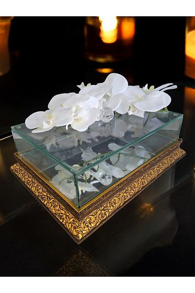 AYZ HOME Promise Engagement Chocolate Dowry Box 20*30 Wooden Edge Mirrored Base Glass Box