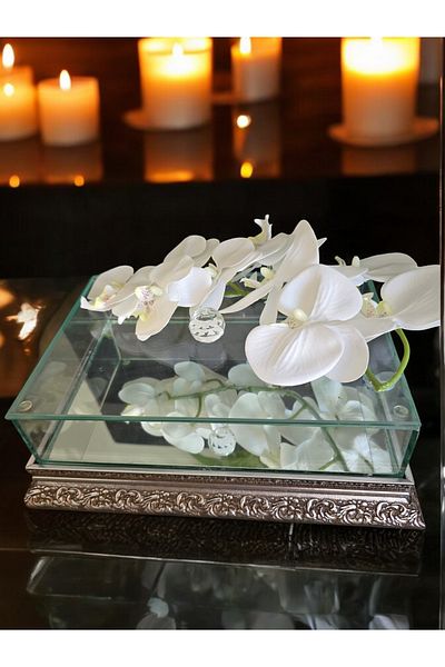AYZ HOME Promise Engagement Chocolate Dowry Box 20*30 Wooden Edge Mirrored Base Glass Box