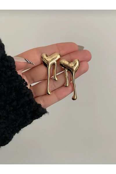 MODA Saşa Fluid Heart Model Steel Earrings
