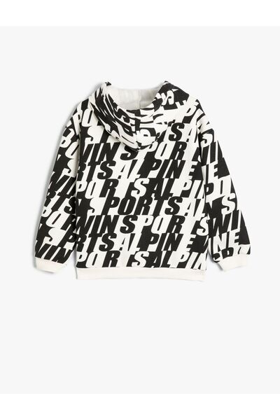 Koton Girl's Hooded Patterned Sweatshirt