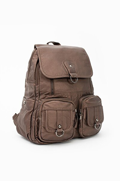 571 Collections Çanta Bronze Washed Leather Backpack