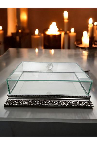 AYZ HOME Promise Engagement Chocolate Dowry Box 20*30 Wooden Edge Mirrored Base Glass Box