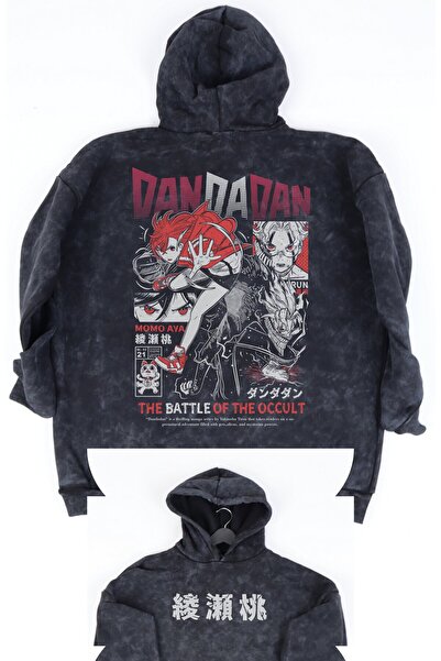 Fuddy Moda Hanorac oversize unisex - Personajele Dandadan imprimate pe spate,...