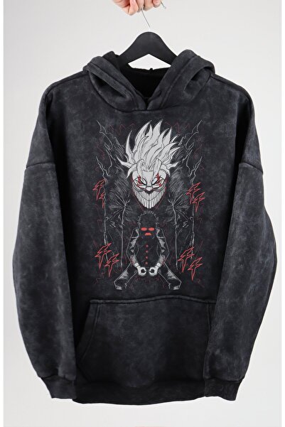 Fuddy Moda سويت شيرت بغطاء للرأس كبير الحجم مطبوع للجنسين من Okarun - هوديي ب...