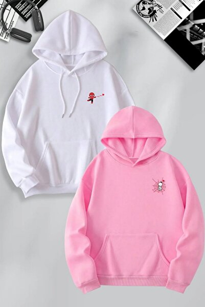 Tarzsokak Hanorac cu glugă cu imprimeu Spiderman și Girl Network pentru cuplu...