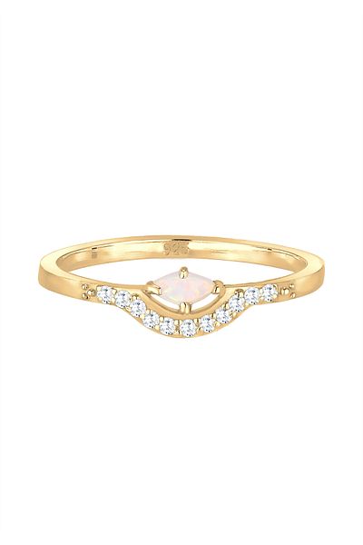 ELLI Ring Women Vintage Precious With Zirconia Marquise Opal In 925 Sterling Silver