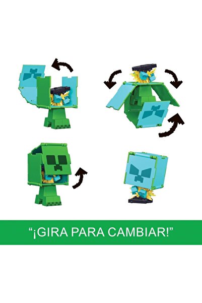 mattel Minecraft Flippin' Figs 2 in 1 - Creeper and Charged Creeper(Creeper V...