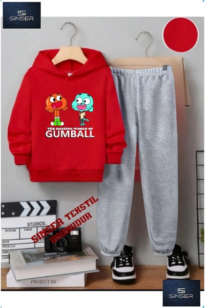 SS SİNSER Kapşonlu Çocuk “GUMBALL SYH-BYZ YAZILI” Baskılı Eşofman Takımı