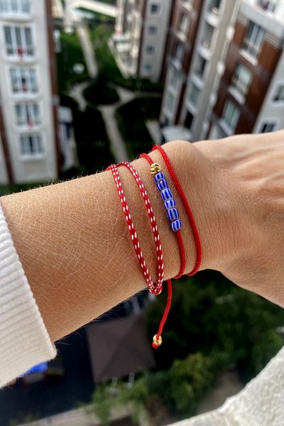 Shepidi 3-Piece Handmade Little Blue Beaded Bracelet