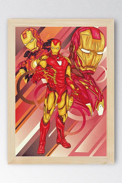 Saturn Iron Man Framed Painting - Iron Man Marvel Movie Poster Painting