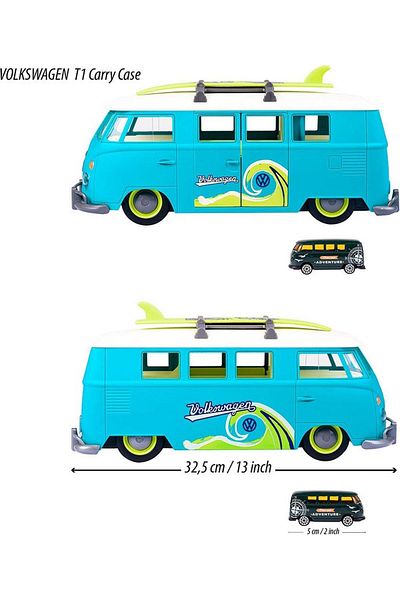 Simba Majorette Originals Volkswagen T1 Transporter Case Illuminated Caravan