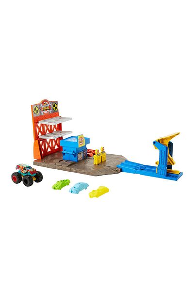 HOT WHEELS HFB12 Monster Trucks Explosion Station Game Set, Hot Wheels Monster Trucks
