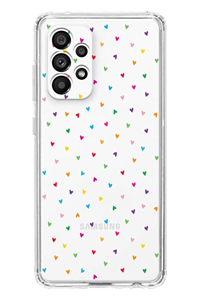 Printed Transparent Phone Case with Samsung Galaxy A13 Compatible Tiny Hearts Design