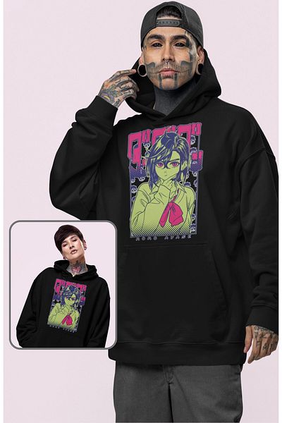 Fuddy Moda Oversize Momo Ayase Printed Hooded Sweatshirt, Unisex Dandadan Anime Themed Hoodie