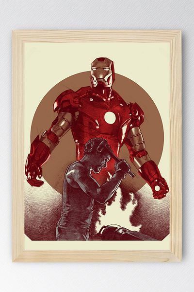 Saturn Iron Man Framed Painting - Iron Man Marvel Movie Poster Painting
