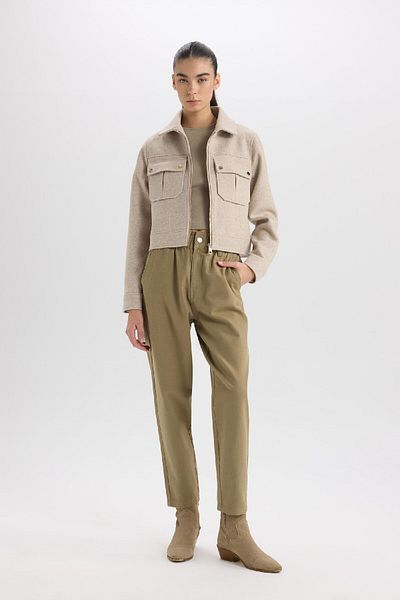 DeFacto Κοντό παλτό Polo Neck Pocket με φερμουάρ - D5767AX25SP