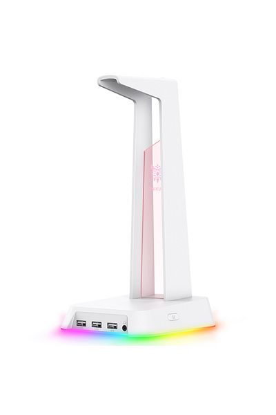 Romoral St-2 White Rgb Headphone Stand Holder Rack 3.5mm 3 Usb Ports Gamer Headset Stand Universal Headset H