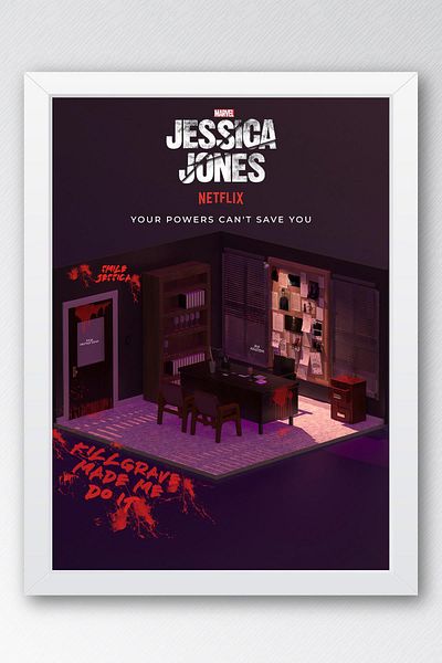 Saturn Tablou înrămat Jessica Jones - Poster de desene animate Marvel