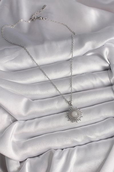 Clariss 316l الصلب الفضة اللون سلسلة الأبيض المينا الشمس نموذج قلادة المرأة