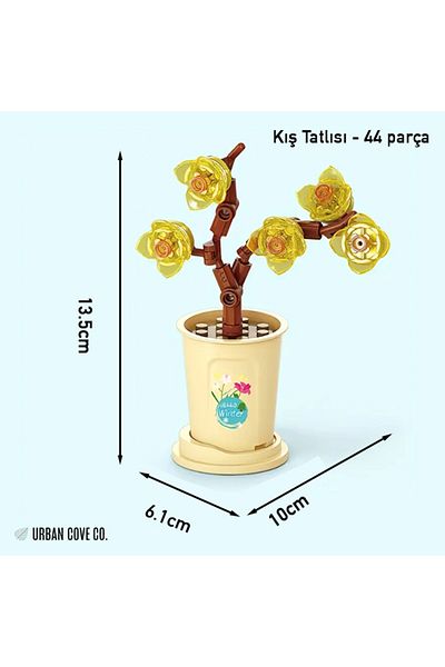 UrbanCove Co Yellow Winter Dessert Flower - Floral Building Blocks Set - Infinite Flowers Building Toys