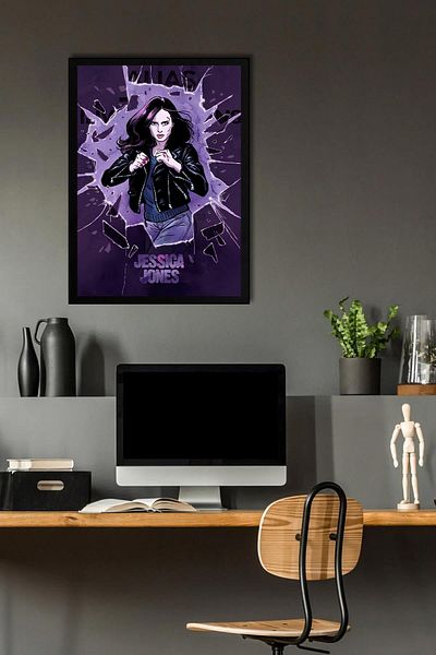Saturn Jessica Jones Framed Painting - Marvel Tv Series Poster Painting
