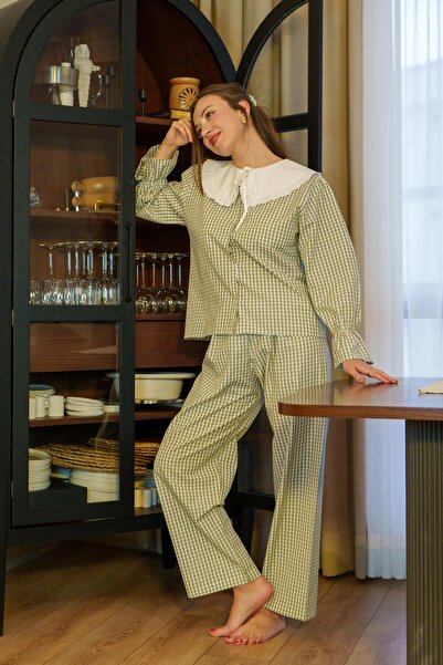 Jalapa Pina Green Gingham Baby Collar Pajama Set