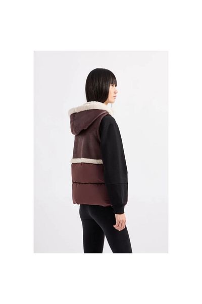 EA7 Women's Pocketed Regular Fit Sleeveless Hooded Brown Vest