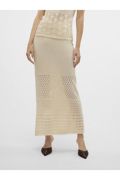 Vero Moda Strickrock VMDANIA Mittlere Taille Langer Rock