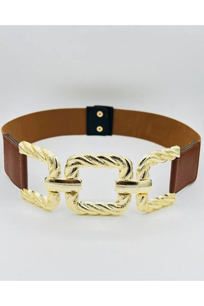 MODAM HİFA Χρυσή αγκράφα Ελαστική γυναικεία ζώνη φόρεμα ζώνη πουκάμισο ζώνη παλτό ζώνη παντελόνι με πέτρες