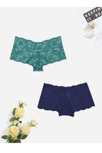 GECKO COLLECTION Σορτς Gecko Lace Boxer Fantasy Γυναικείο Σλιπ 2 τμχ