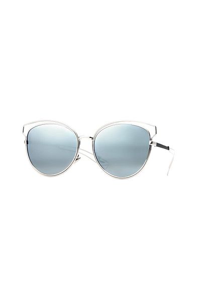 TomyHelf Blue Oval Design Women's Sunglasses - Silver Frame