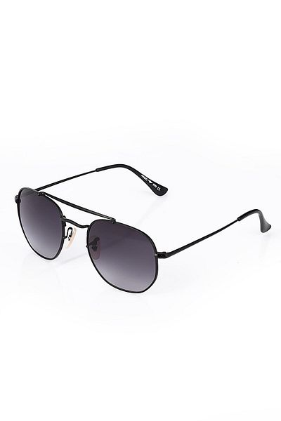 TomyHelf Unisex Black Matte Glass Geometric Metal Frame Sunglasses